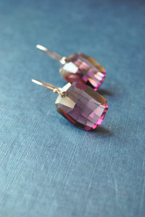 PURPLE SWAROVSKI CRYSTALS STATEMENT EARRINGS