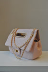 CARAMEL FAUX CROCODILE LEATHER CLUTCH / CROSSBODY HANDBAG