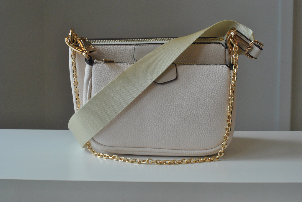 LIGHT BEIGE / PINK 3 IN 1 CROSSBODY BAG