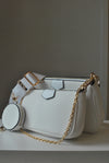 CARAMEL FAUX CROCODILE LEATHER CLUTCH / CROSSBODY HANDBAG