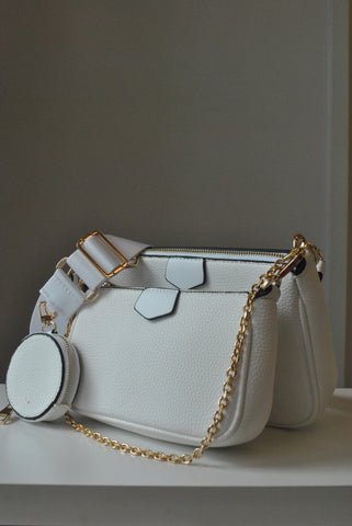 CARAMEL FAUX CROCODILE LEATHER CLUTCH / CROSSBODY HANDBAG