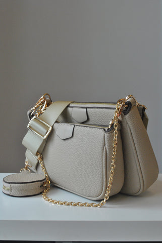CARAMEL FAUX CROCODILE LEATHER CLUTCH / CROSSBODY HANDBAG