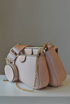 CARAMEL FAUX CROCODILE LEATHER CLUTCH / CROSSBODY HANDBAG