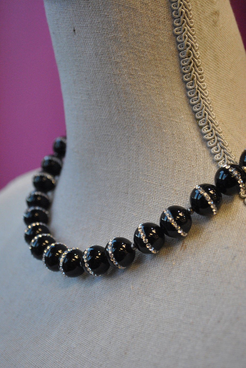 BLACK ONYX WITH SWAROVSKI CRYSTALS NECKLACE