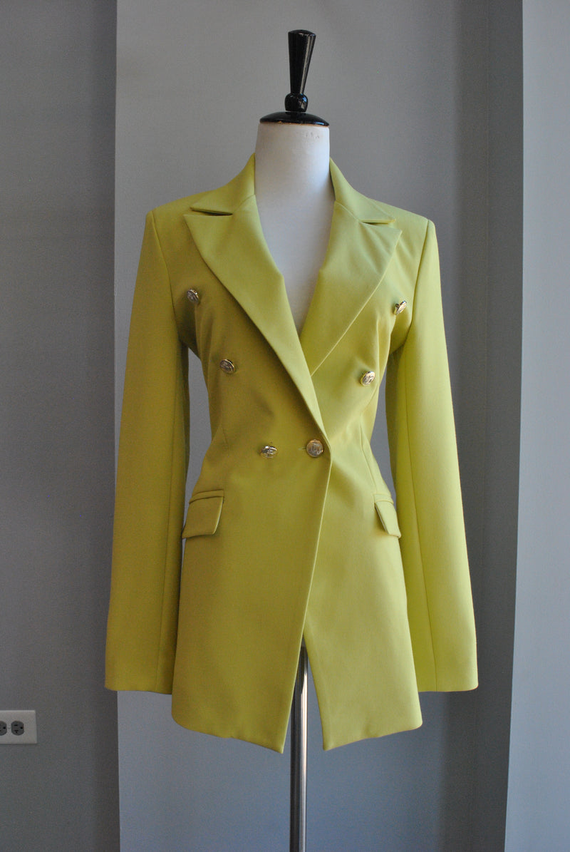 LIME GREEN FIT DOUBLE BREASTED BLAZER