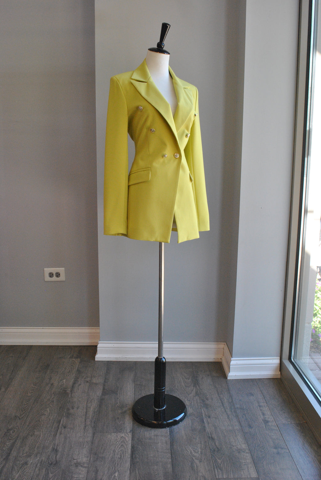 LIME GREEN FIT DOUBLE BREASTED BLAZER