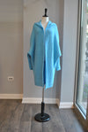 TRUE BLUE OVERSIZED OPEN STYLE SWEATER WITH A HOODIE
