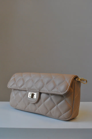 BEIGE GUILTED MINI CROSSBODY BAG OR A CLUTCH – Le Obsession Boutique