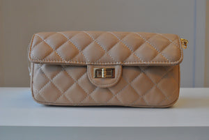 BEIGE GUILTED MINI CROSSBODY BAG OR A CLUTCH