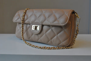 BEIGE GUILTED MINI CROSSBODY BAG OR A CLUTCH