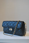 CARAMEL FAUX CROCODILE LEATHER CLUTCH / CROSSBODY HANDBAG