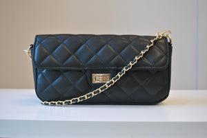 BLACK MINI QUILTED CROSSBODY BAG
