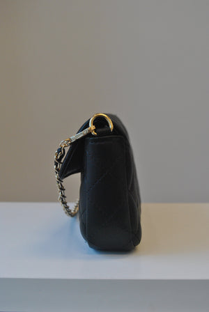 BLACK MINI QUILTED CROSSBODY BAG