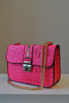 CARAMEL FAUX CROCODILE LEATHER CLUTCH / CROSSBODY HANDBAG