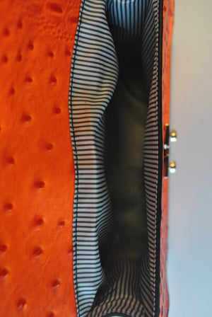 ELECTRIC ORANGE CROSSBODY BAG WITH GOLD CHAIN