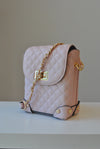 CARAMEL FAUX CROCODILE LEATHER CLUTCH / CROSSBODY HANDBAG