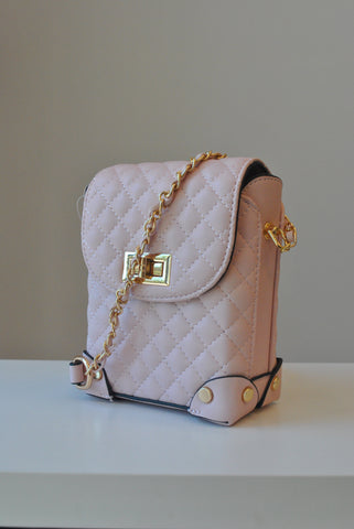 CARAMEL FAUX CROCODILE LEATHER CLUTCH / CROSSBODY HANDBAG