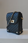 CARAMEL FAUX CROCODILE LEATHER CLUTCH / CROSSBODY HANDBAG