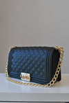 CARAMEL FAUX CROCODILE LEATHER CLUTCH / CROSSBODY HANDBAG