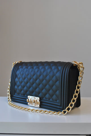 CARAMEL FAUX CROCODILE LEATHER CLUTCH / CROSSBODY HANDBAG
