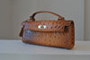 CARAMEL FAUX CROCODILE LEATHER CLUTCH / CROSSBODY HANDBAG
