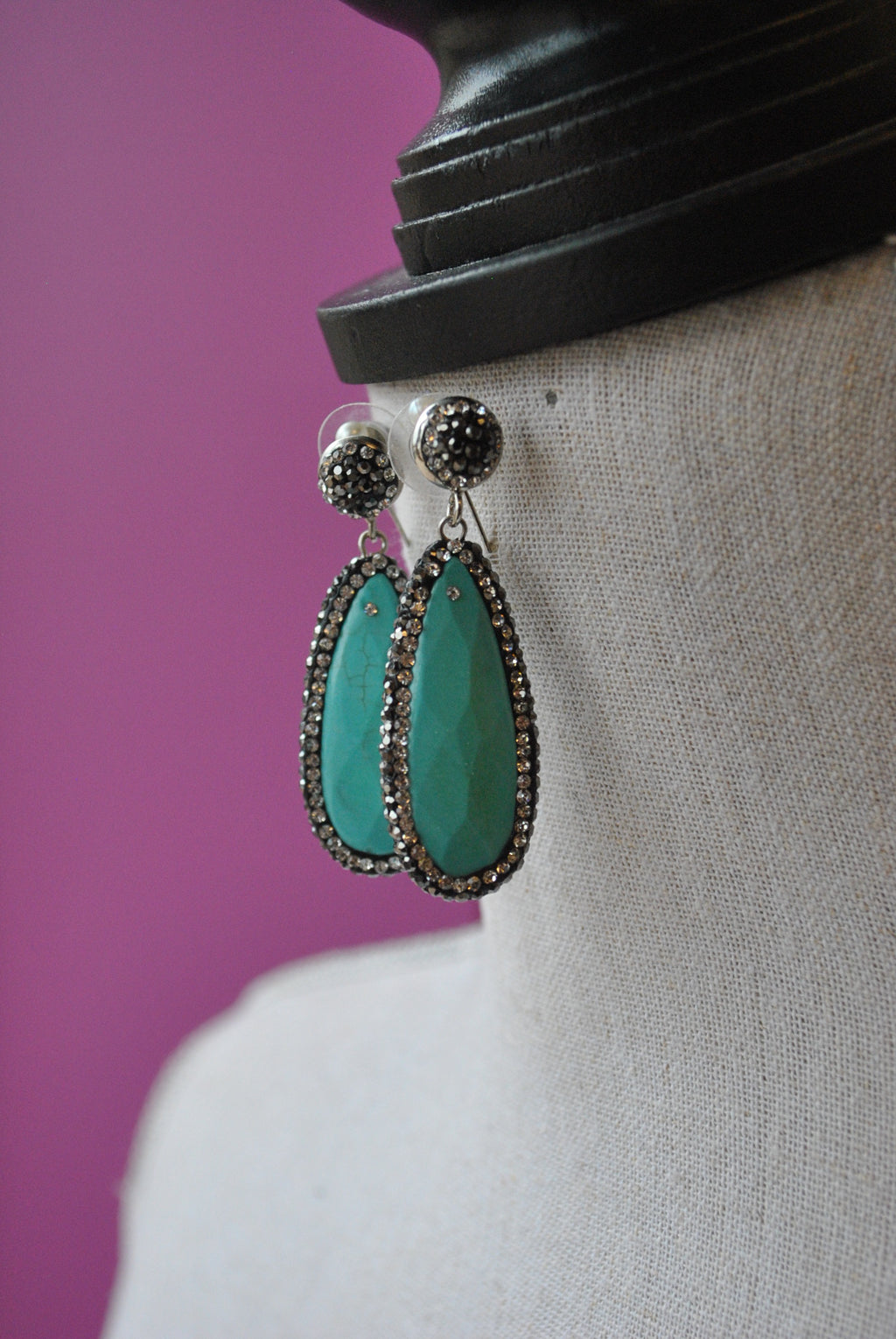 TURQUOISE AND SWAROVSKI CRYSTALS TEARDROPS