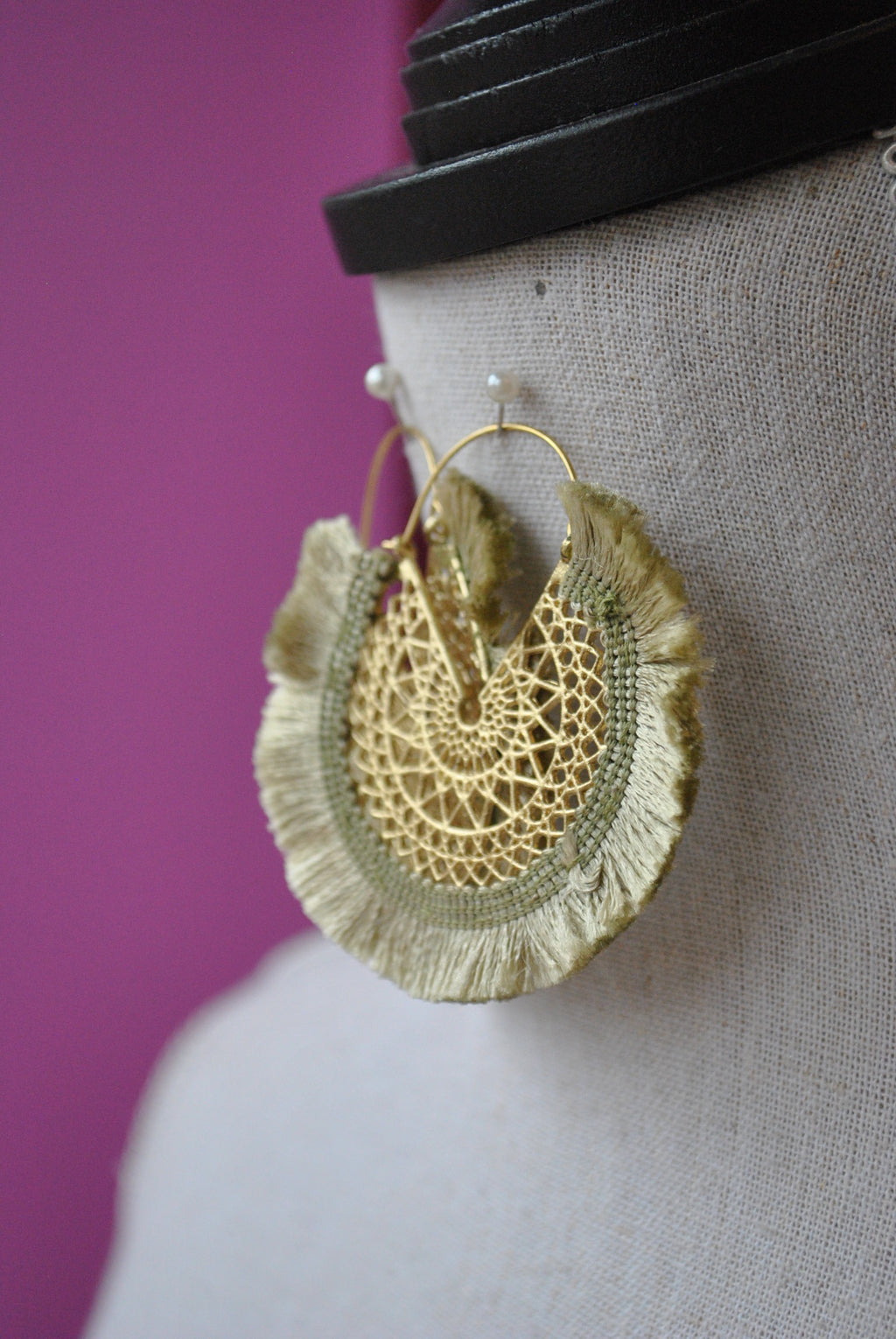 SAGE GREEN SPANISH SALE HOOP STATEMENT EARRINGS