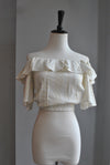 WHITE TOP WITH ROSES WND BELL SLEEVES