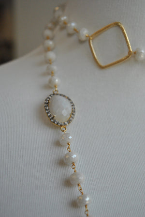 MYSTIC MOONSTONE ON 14KT GOLD LONG KASHMERE NECKLACE