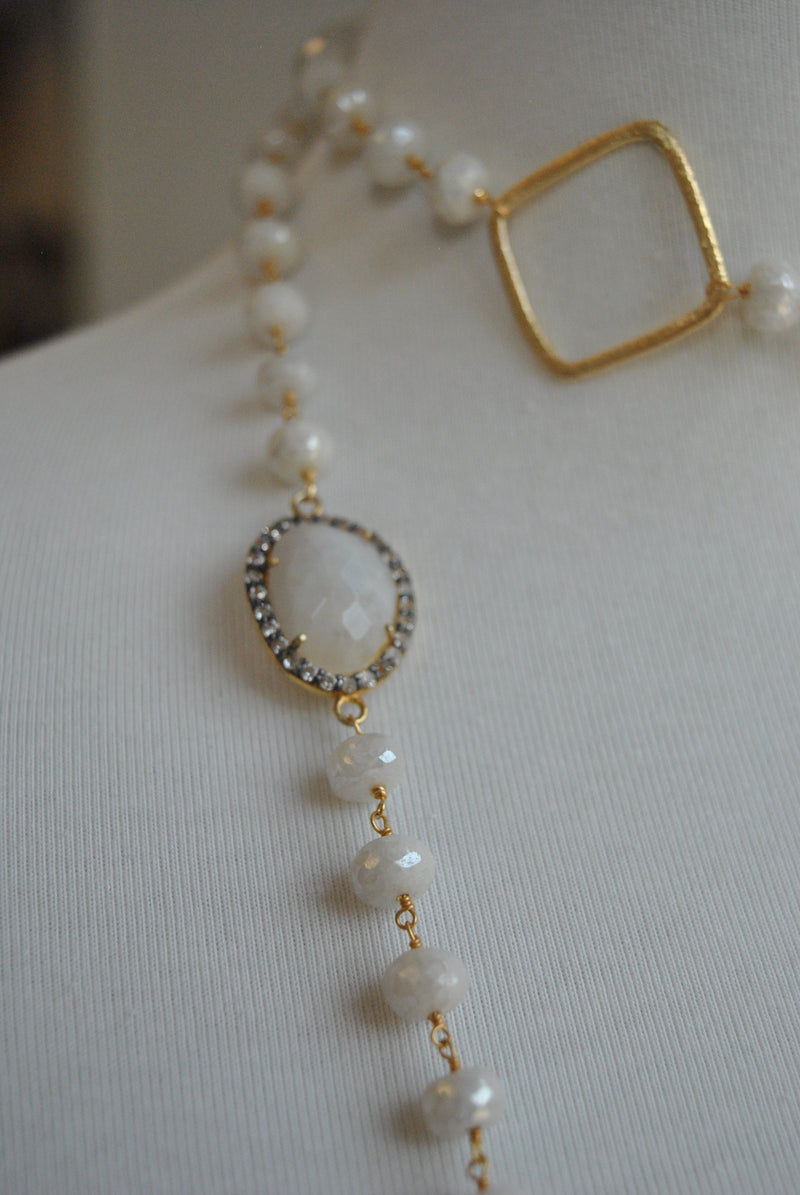 MYSTIC MOONSTONE ON 14KT GOLD LONG KASHMERE NECKLACE