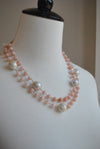 PINK PERUVIAN OPAL AND JUMBO FRESHWATER PEARLS LONG KASHMERE NECKLACE