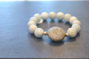 BLUE AQUAMARINE AND RHINESTONES WITH ANGEL EYE CHARM STATEMENT BRACELETS SET