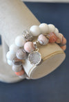 PEACH BOTSWANA AGATEAND DRUZY STATEMENT BRACELETS SET