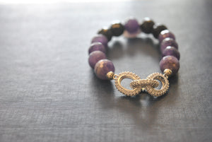 AMETHYST AND RHINESTONES STATEMENT BRACELETS SET