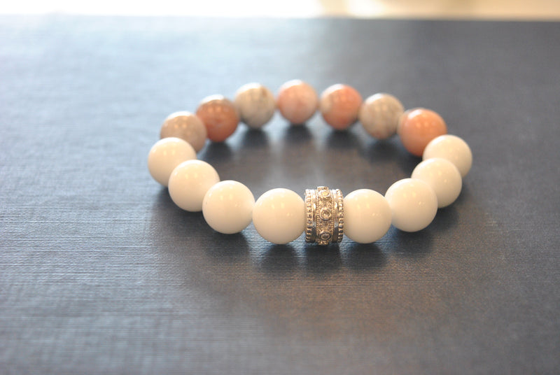 PEACH BOTSWANA AGATEAND DRUZY STATEMENT BRACELETS SET
