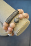 PINK PERUVIAN OPAL STRETCHY STATEMENT BRACELETS SET