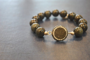 DARK BLUE TIGEREYE DRUZY AND LUCKY ELEPHANT CHARM STRETCHY STATEMENT BRACELET SET