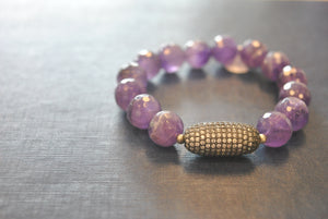 AMTHYST AND RHINESTONES STRETCHY STATEMENT BRACELET SET