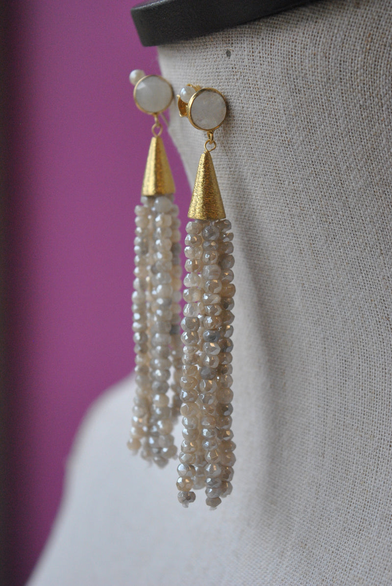 MYSTIC MOONSTONE LONG STATEMENT EARRINGS