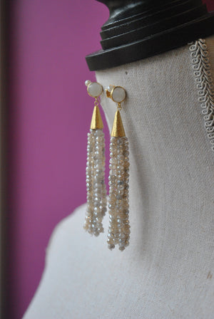 MYSTIC MOONSTONE LONG STATEMENT EARRINGS