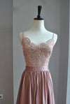 CLEARANCE - BLUSH PINK LONG SUMMER DRESS WITH LACE TOP