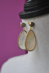 OFF WHITE SHELLS AND RHINESTONES STATEENT EARRINGS