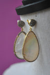 OFF WHITE SHELLS AND RHINESTONES STATEENT EARRINGS