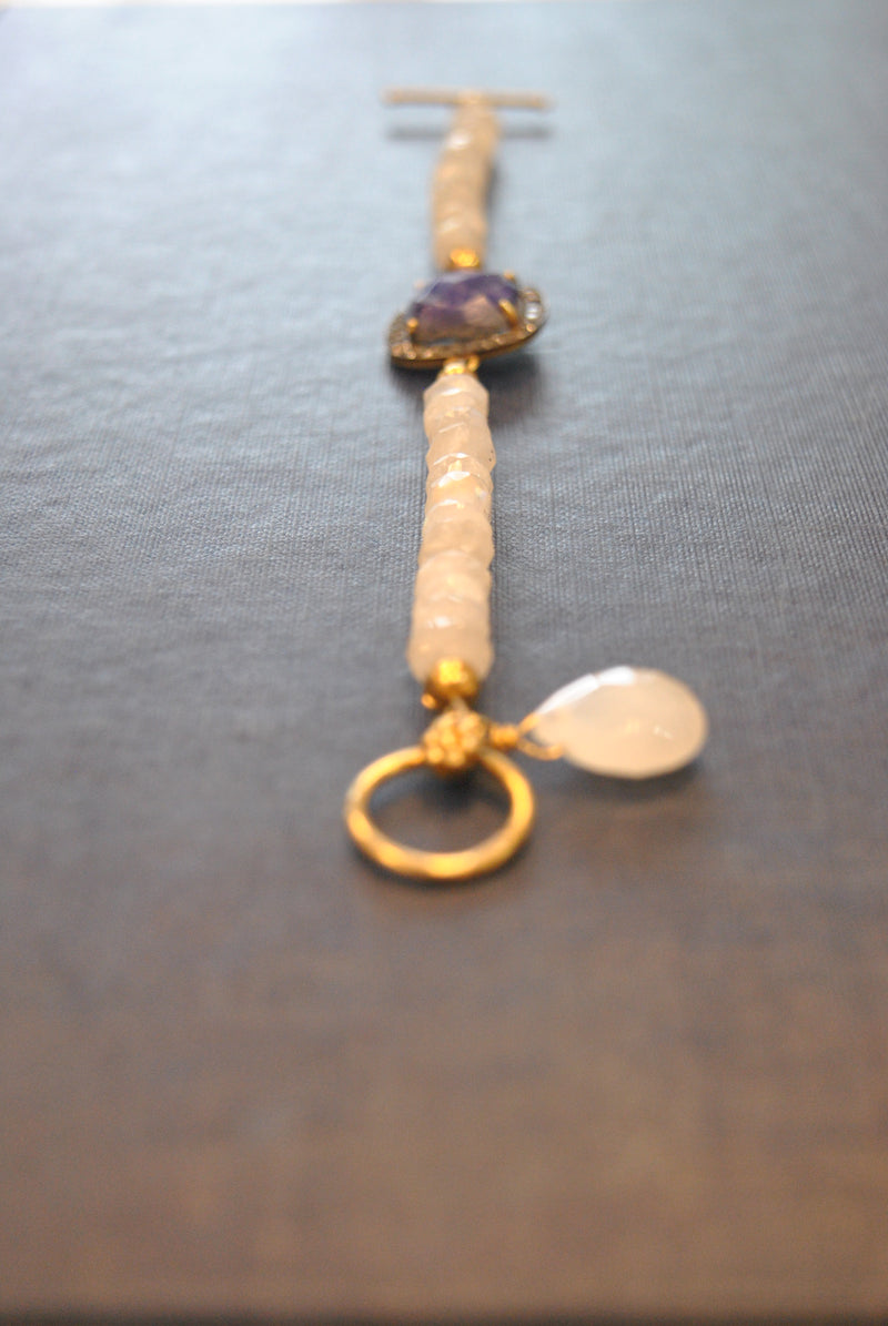 WHITE MOONSTONE AND SAPPHIRE CORONDUM BRACELET