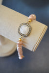 PEACH AND WHITE MOONSTONES BRACELET ON GOLD