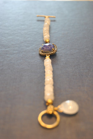 WHITE MOONSTONE AND SAPPHIRE CORONDUM BRACELET