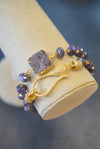 PURPLE MOONSTONE AND DRUZY WRAP BRACELET OR A CHOKER