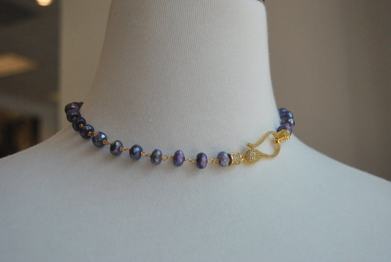 PURPLE MOONSTONE AND DRUZY WRAP BRACELET OR A CHOKER