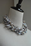 SILVER FRESHWATER PEARL MULTISTRAND STATEMENT NECKLACE