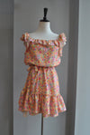 MULTICOLOR FLOWER PRINT TUNIC STYLE DRESS WITH A BELT